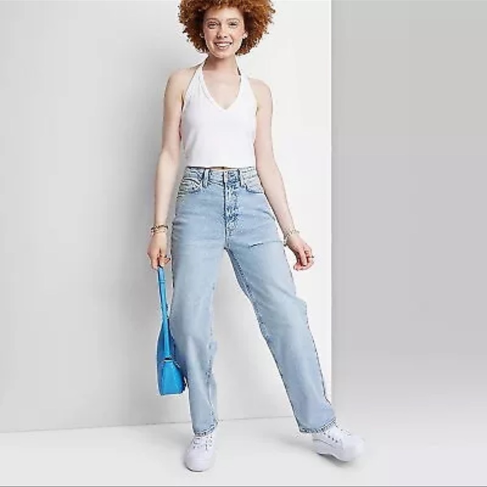 Women's Mid-Rise 90's Relaxed Slashed Straight Jeans - Wild Fable READ INFO‎